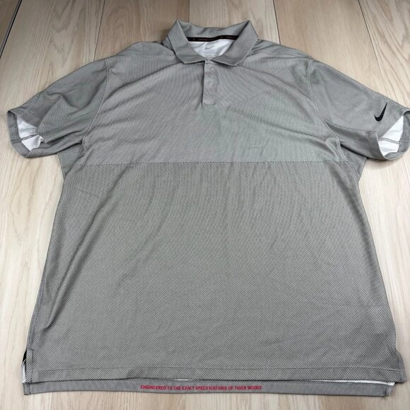 Nike Tiger Woods Dri-FIT ADV DA2995-100 Mens Gray Black Golf Polo Shirt Size XL - Picture 1 of 14